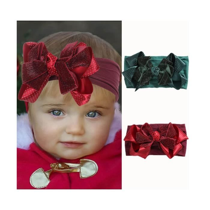 Bandeaux en pour bébé fille de Noël avec nœud papillon rouge Bandeaux  élastiques pour cheveux doux et mignons pour ,(lot de 2) - Cdiscount Au  quotidien