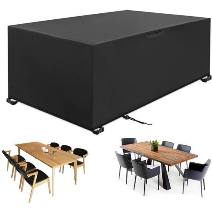 Housse Salon de Jardin - YSILLA - Imperméable Résistance au Vent Anti-UV - Noir