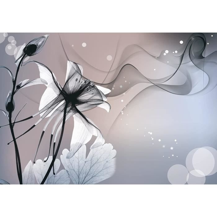 Papier peint panoramique floral noir et blanc en tapisserie sur mesure main image 1