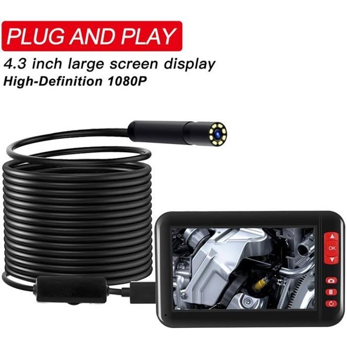 Caméra d'égout , caméra d'inspection de canalisation de 45 m avec écran de 9 pouces, endoscope étanche IP68 avec 12 LED réglables, carte SD de 16 Go, endoscope industriel pour égouts, maison