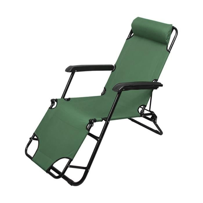 Chaise longue Chaise pliante de jardin en métal soleil siège Patio Deck Beach Vert 