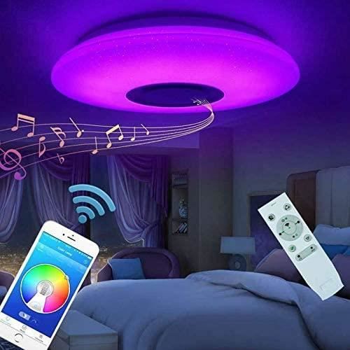Hbei Plafonnier LED 60W Dimmable avec Télécommande 2700K 6500K 5400LM