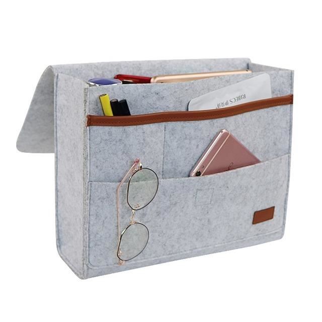 blanche - Sacs de rangement de chevet en feutre sac de chevet antidérapant pochette latérale de lit canapé