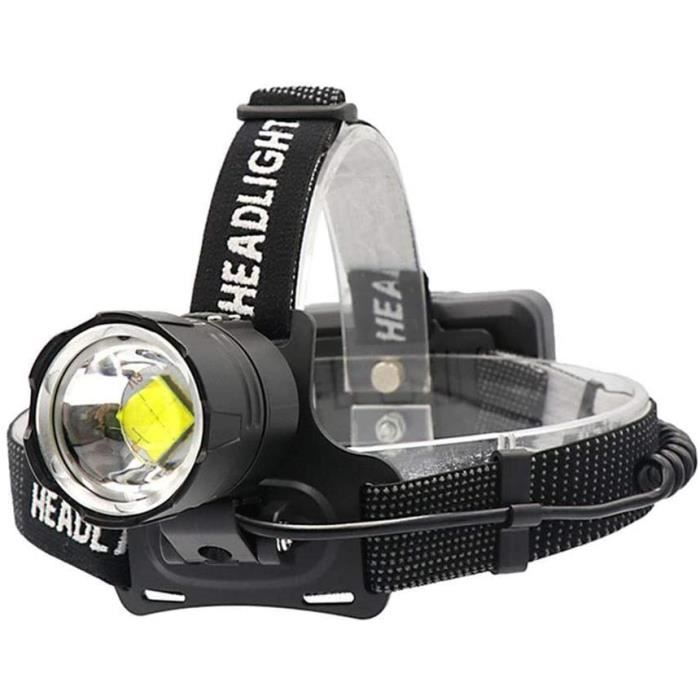Lampe Frontale LED Rechargeable 10000 Lumens - 3 Modes, Angle 90°, Étanche IP65 Pour Extérieur