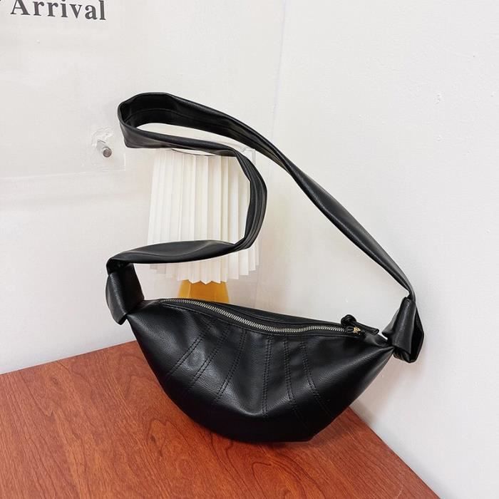 Sac de poitrine noir Sac de taille tendance en cuir souple pour