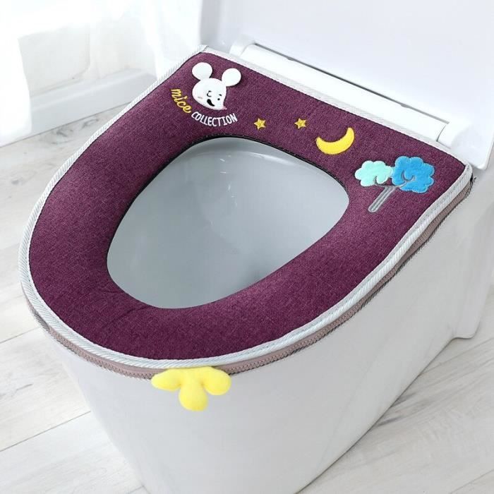 Abattant Wc Automne et hiver coussin de toilette epaissi coussin de siege de toilette doux velours court couverture Type Linen 03 Cdiscount Bricolage