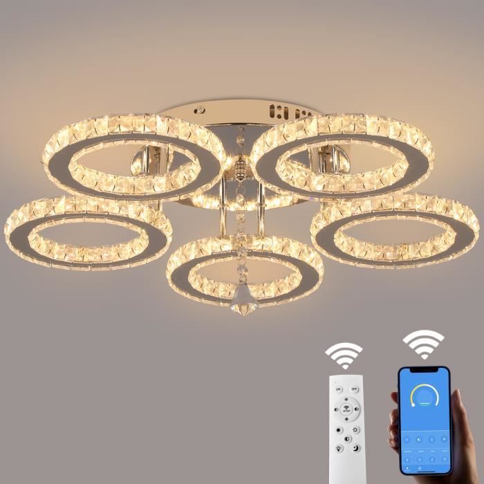 Moderne LED plafonnier K9 cristal plafonnier chambre salon salle à manger lustre décoration à domicile télécommande