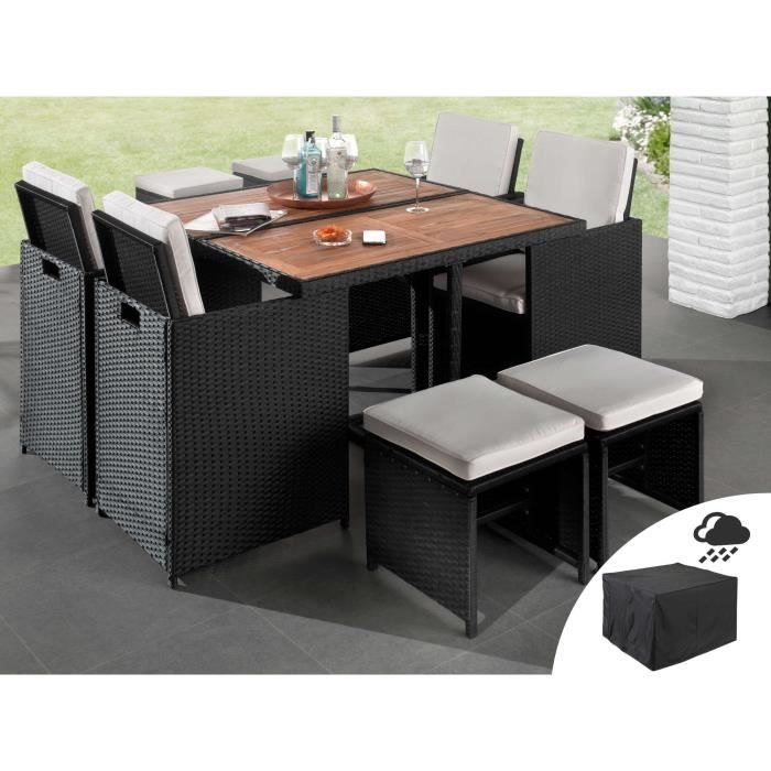 Maya Salon De Jardin Encastrable 8 Places En Resine Tressee