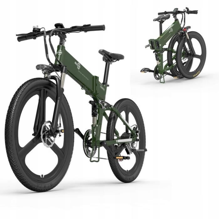 Vélo Électrique BEZIOR X500 Pro Pliant Vélo 48V, 10.4Ah Batterie 500W Moteur, 26 Pouces Pneu, Cadre en Alliage d'aluminium Shimano 7