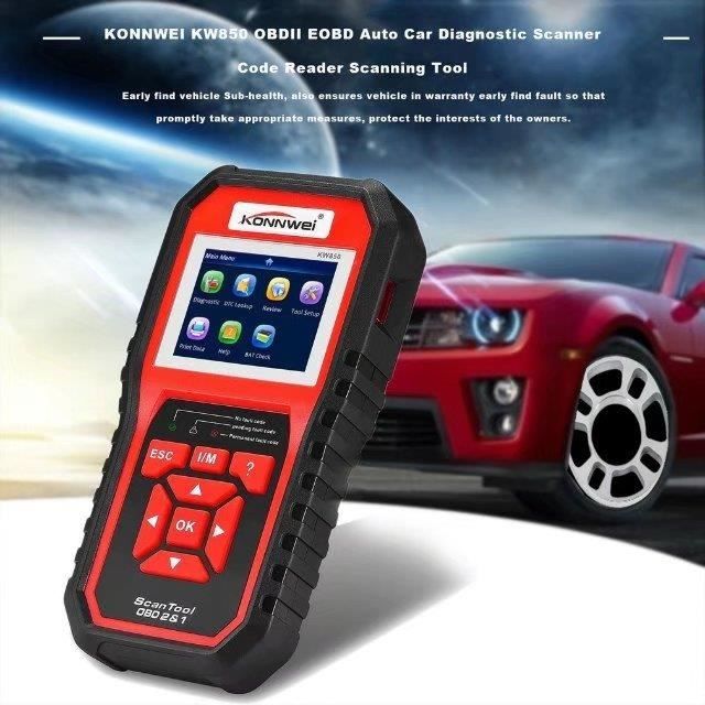 EMEBAY - Konnwei Kw850 amélioré OBD II Outil lecteur de vérifier le moteur automobile de voiture Diagnostic Scanner avec O2