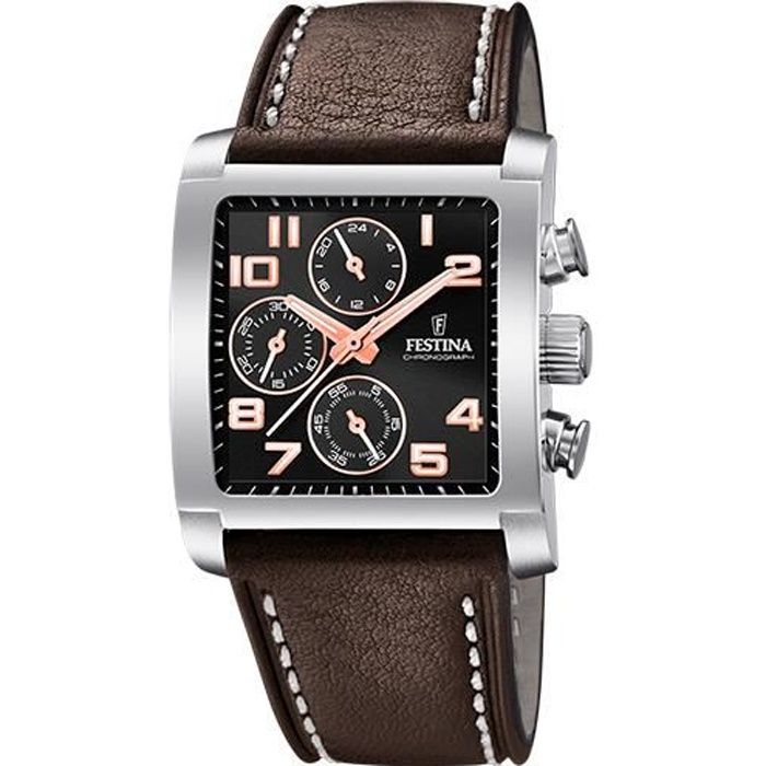Montre Homme Festina - F20424/7 - Chronographe 50M sur Cuir marron , -  Achat/vente montre - Cdiscount