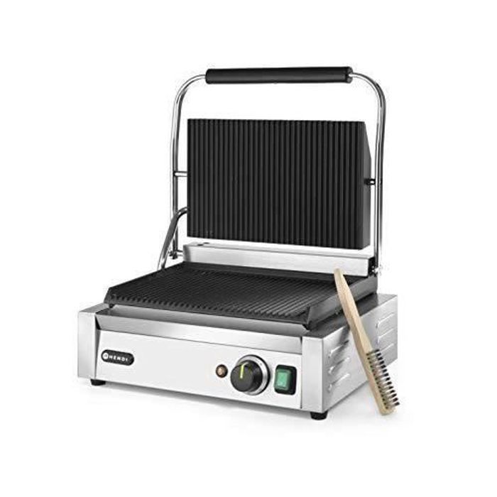 Grill de contact - Hendi - 263655 - Gris - Plaques anti-adhésives - Panini