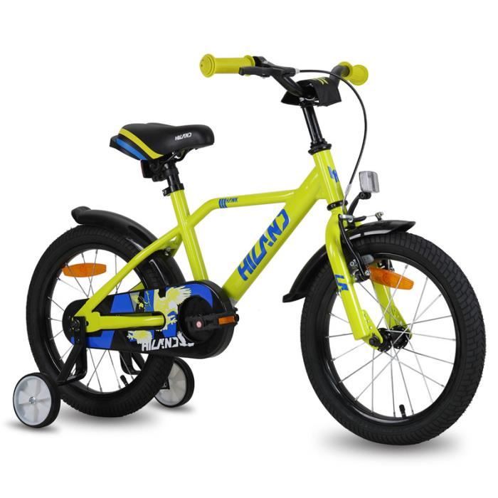 HILAND Vélo Enfant 14 Pouces pour garçon de 4-6 Ans, Frein à Main et Frein à rétropédalage-yellow