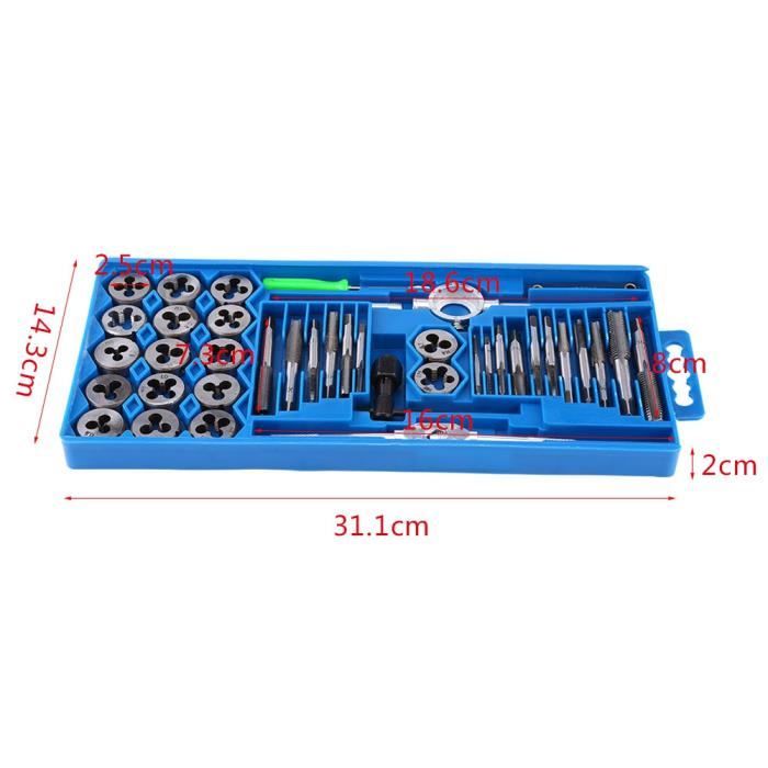 Ensemble de 40 tarauds et filières à vis filetée conique en acier allié ...