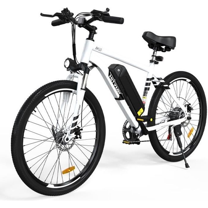 HITWAY Vélo électrique Ebike 26 - Transmission 7 vitesses - Batterie  Amovible 36V 11,2Ah - Autonomie 35KM-90KM - Blanc - Cdiscount Sport