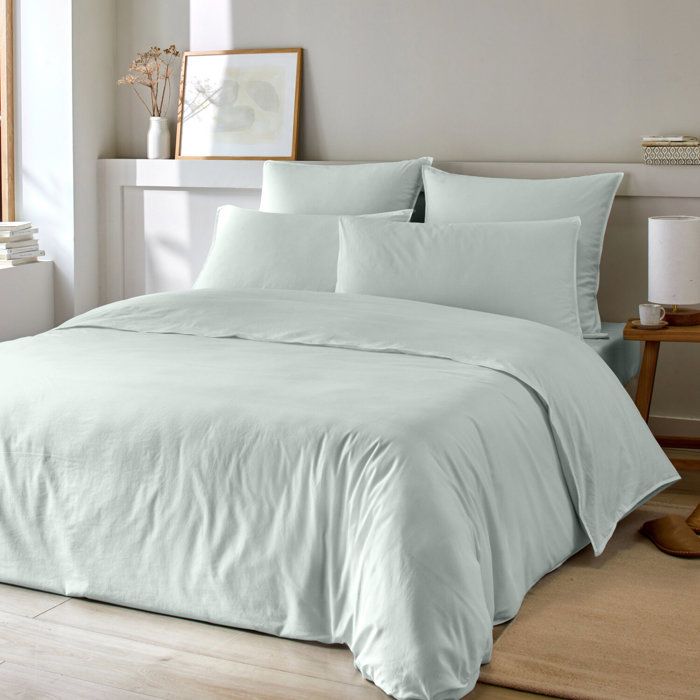 Parure housse de couette 2 pers 260x240 de coton-bambou - bambou vert