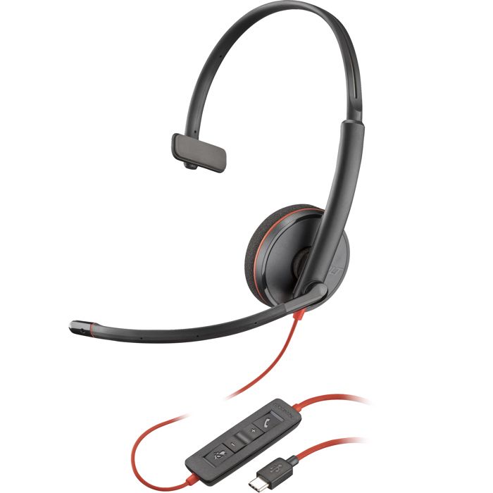 Casque HP Poly Blackwire 3210 - USB-C - Monaural - Noir