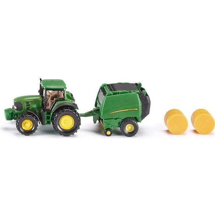 véhicule miniature - siku - tracteur john deere avec presse à ballots - mixte - 83g - multicolore