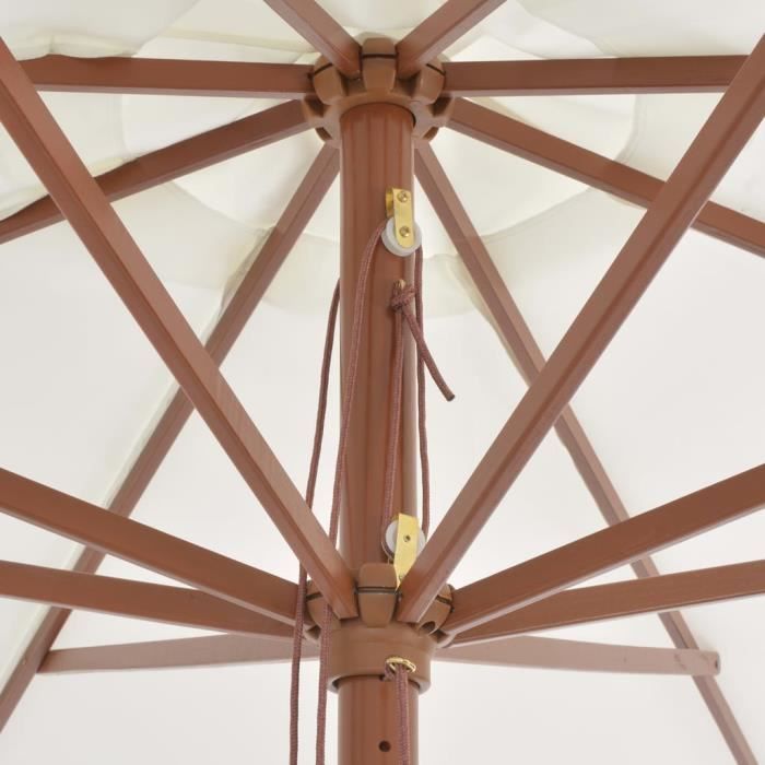 YINGMSHOP Parasol avec mât en bois 350 cm Blanc sable 92428