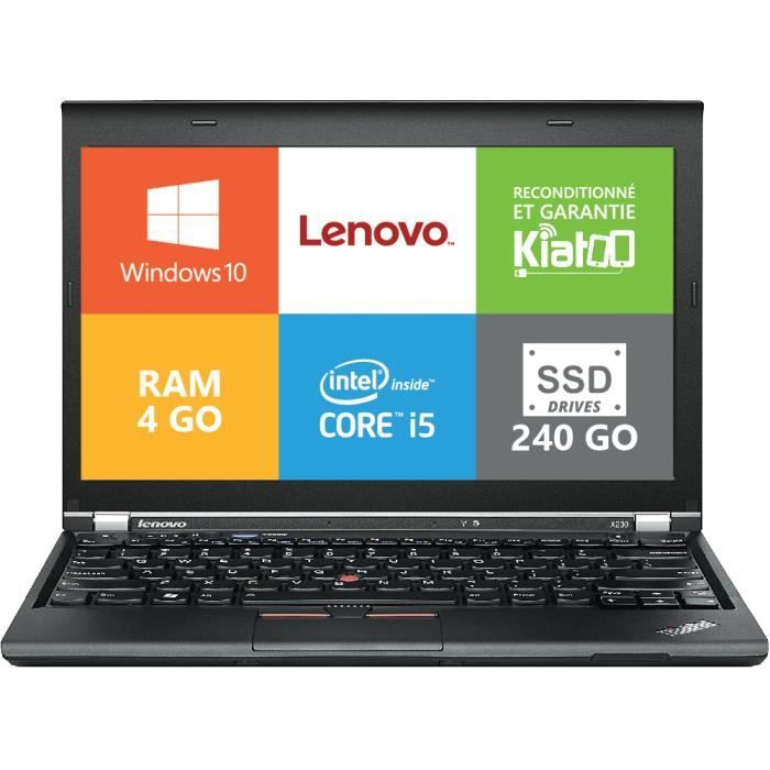 Lenovo - Ordinateur Portable ThinkPad X230 - Core i5 - RAM 4Go - Stockage SSD 240Go - Windows 10 - Reconditionné - Lenovo