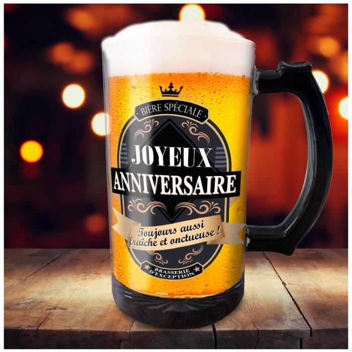 Chope A Biere Humoristique Joyeux Anniversaire Verre 15 Cm 50 Cl A3365 Cdiscount Maison
