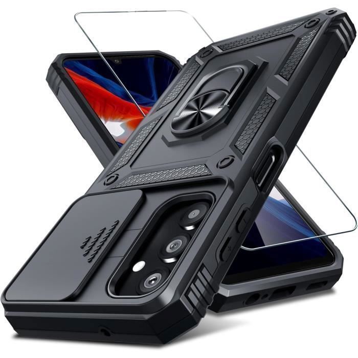 Coque Portefeuille Redmi 12C Simili Cuir Noir + 2 Verres Trempés - Neuf, Magnétique