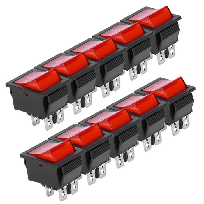 Interrupteur à Bascule Avec Voyant Rouge KCD4 – 4 Pins, ON/OFF, 16A, Neuf