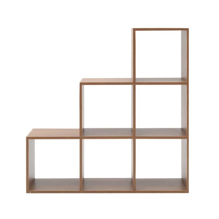 bibliothèque rebecca mobili - meuble de rangement escalier marron chene - 6 niveaux - design moderne