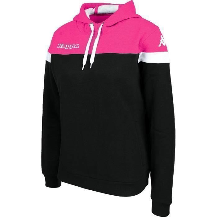 pull femme kappa accia - noir/rose - coupe ajustée pour femme - manches longues