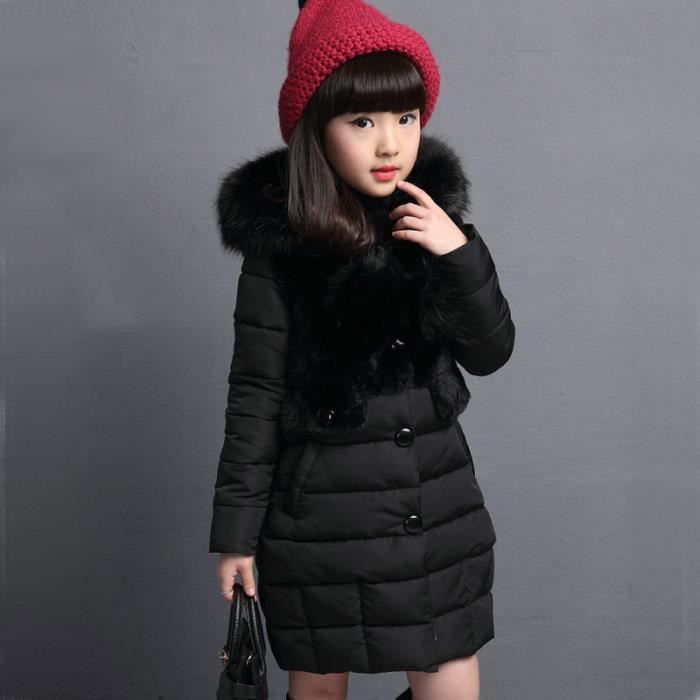 Doudoune Fille Hiver – Manteau Long Matelassé Avec Capuche Fourrure, Rembourrage Chaud, Coupe Parka
