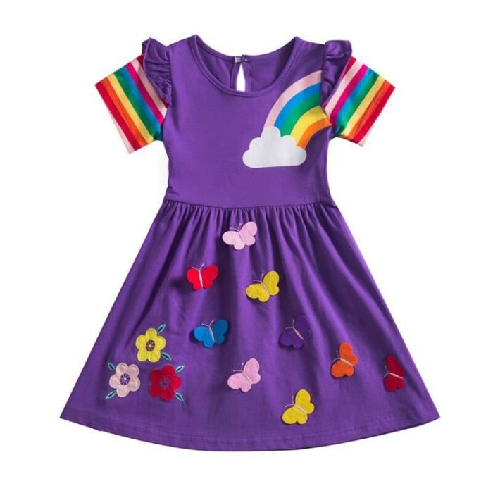 Dancinova Robe Fille Sirène Papillon - Manches Longues, Polyester-Élasthanne - 4-12 Ans