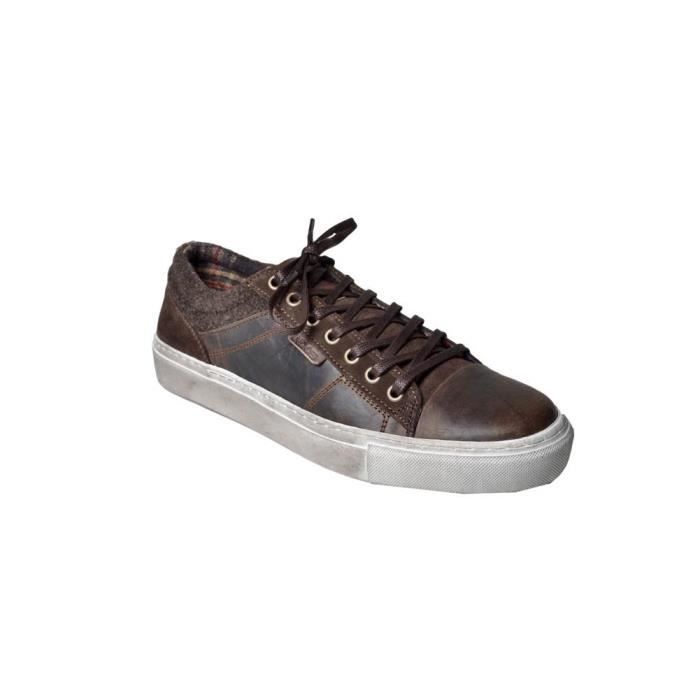 baskets basses homme - no excess - model sneaker - marron - lacets - cuir/synthétique