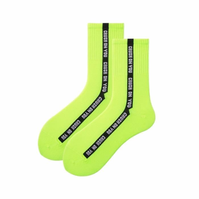 Bas Chaussettes fluorescentes pour hommes et femmes automne et hiver vert ins Style Preppy japonais Type Fluorescent Blanc Cdiscount Pret a Porter