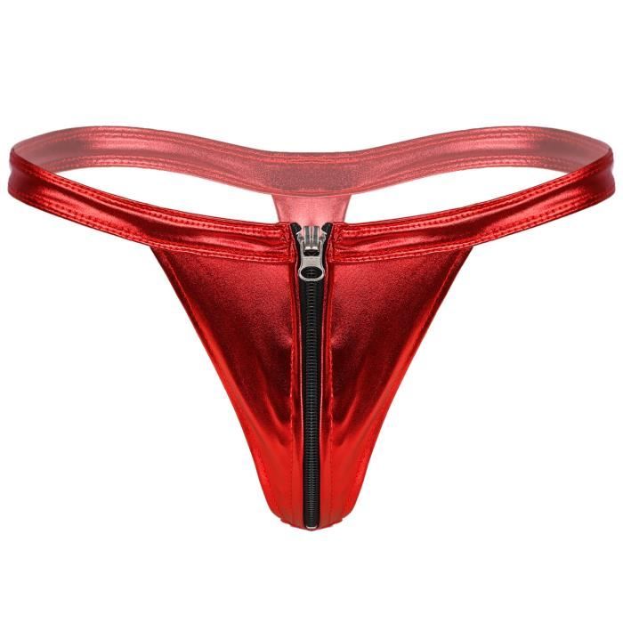 RUNQHUI Femme String Métallique Brillant Bikini Tanga G