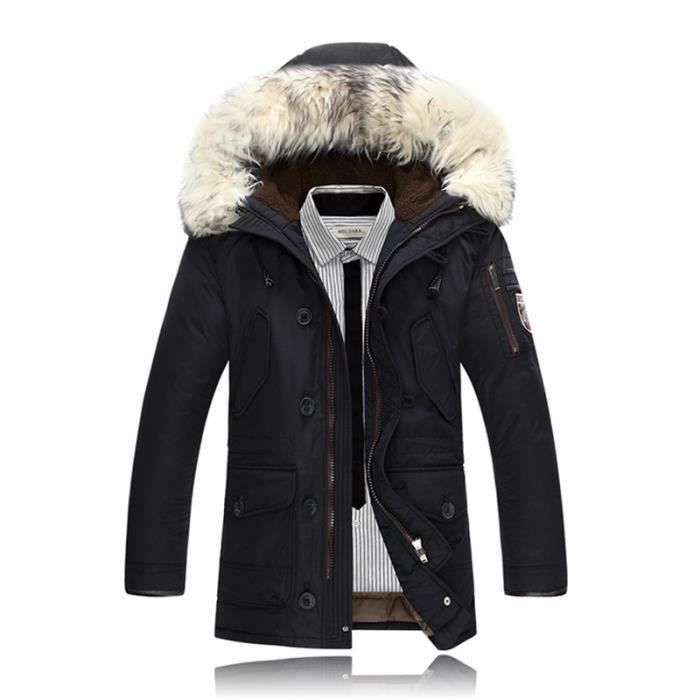 Doudoune Homme Doudoune de Marque a Capuche Col en Fourrure Duvet de Canard Blanc Doudoune Hommes z406 Noir Cdiscount Pret a Porter