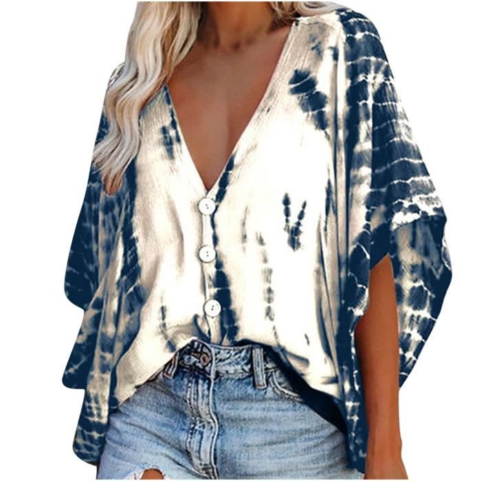 Chemisier Blouse Liquette T-Shirt Femme Décontracté En Mousseline De Soie À  Col V Et Manches Chauve-Souris JPO blanche Blanche - Cdiscount Prêt-à-Porter