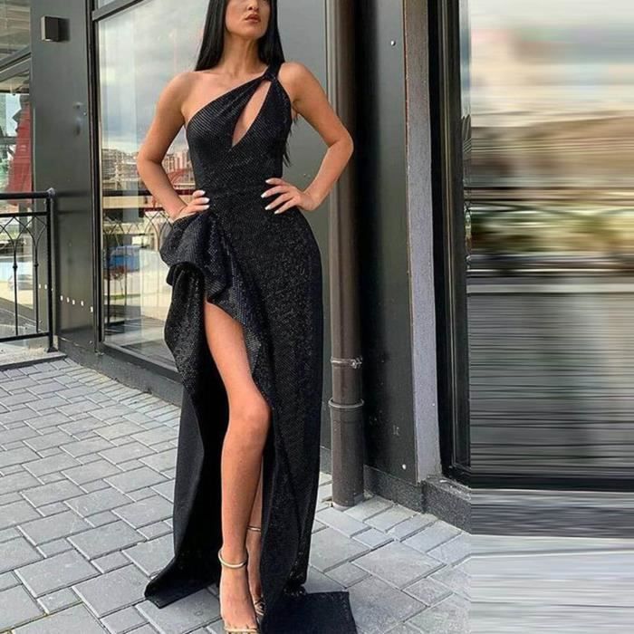 Femmes formelles robe de bal de soiree robe de bal sexy sans manches dos nu robes longues Le noir Le noir Cdiscount Pret a Porter