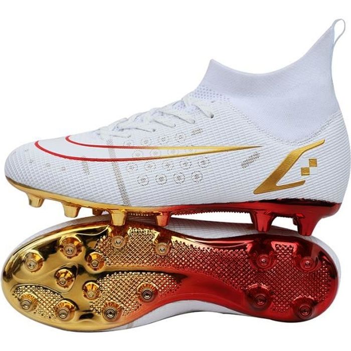 RUNIC Crampons De Football Pour Hommes Et Garçons – Crampons Fermes Avec Crampons Multi-formes – Avant-pied Texturé – Doublure Douce – Tige Flexible – Coutures Renforcées, Noir/blanc, 7.5 Narrow