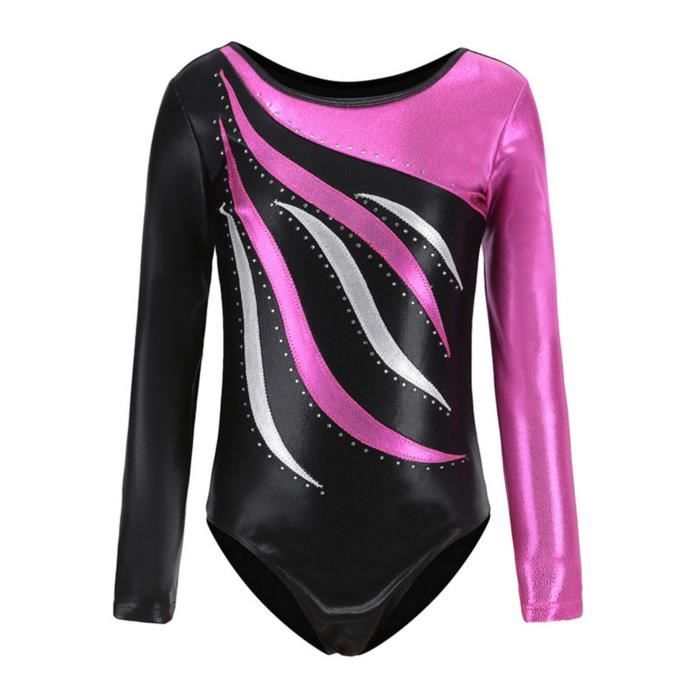 iiniim Turnpakje voor meisjes, glitterpak met shorts, haarband, tricot, lange mouwen, leotard, wedstrijd, danskostuum, zeeblauw en zwart, 146-152