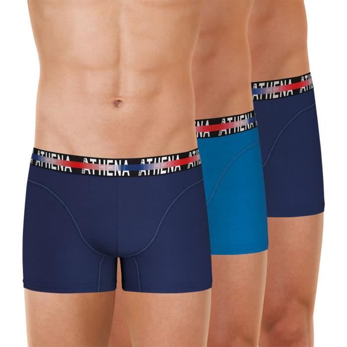 Boxers ATHENA Endurance 24h Lot de 3 Coupe sport Anti odeur Bleu Marine bleu marine Cdiscount Pret a Porter