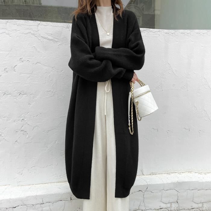 Cardigan Long En Tricot OUSIMEN Pour Femme - Décontracté, Manches Longues, Pour Automne/Hiver