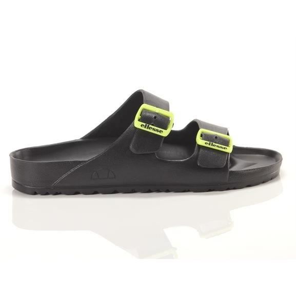 Claquettes Homme Ellesse Noir Boucles jaune fluo avec logo Synthetique Cdiscount Sport