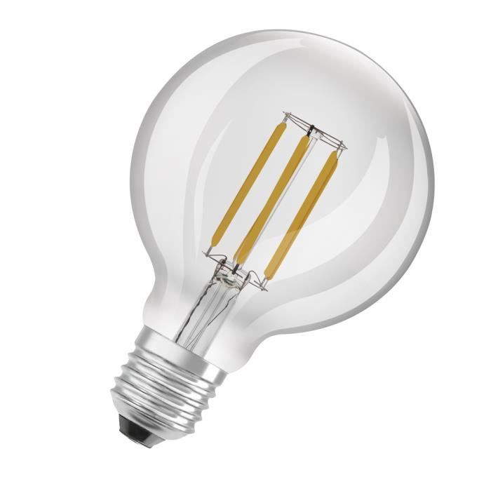 OSRAM Ampoule LED à économie d'énergie, globe à filament, E27, blanc