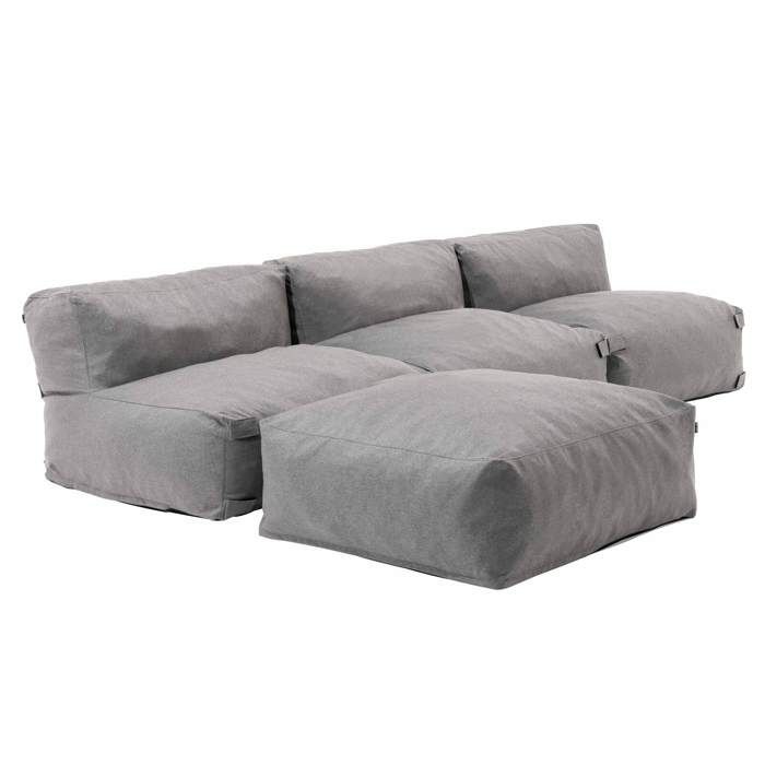 Canapé de jardin modulable 4 places gris Mixi Oviala