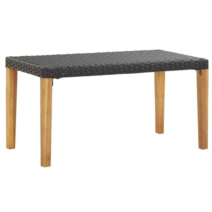 Banc De Jardin Banc D Exterieur 120 Cm Noir Resine Tressee Et Bois