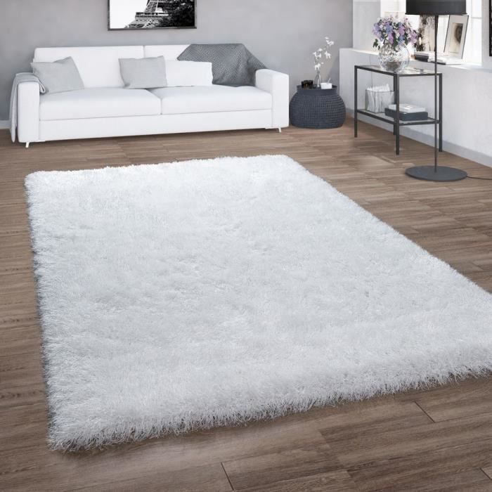 tapis poils longs pour salon shaggy avec fil brillant uni blanc 60x100 cm cdiscount maison