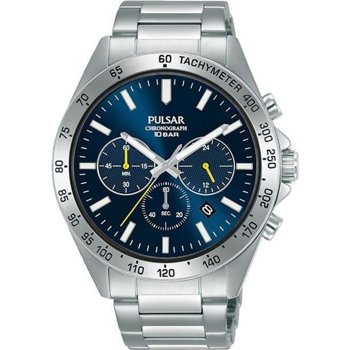 Bracelet acier homme PULSAR Montre Pulsar Sport chrono bleu