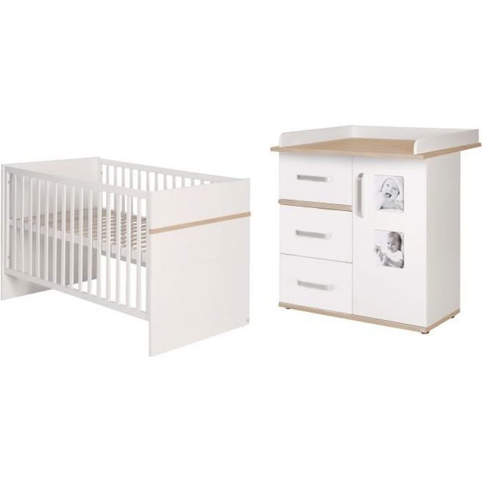 Roba Chambre Bebe Duo Pia Lit 70x140 Commode A Langer Blanc Chene San Remo Cdiscount Puericulture Eveil Bebe