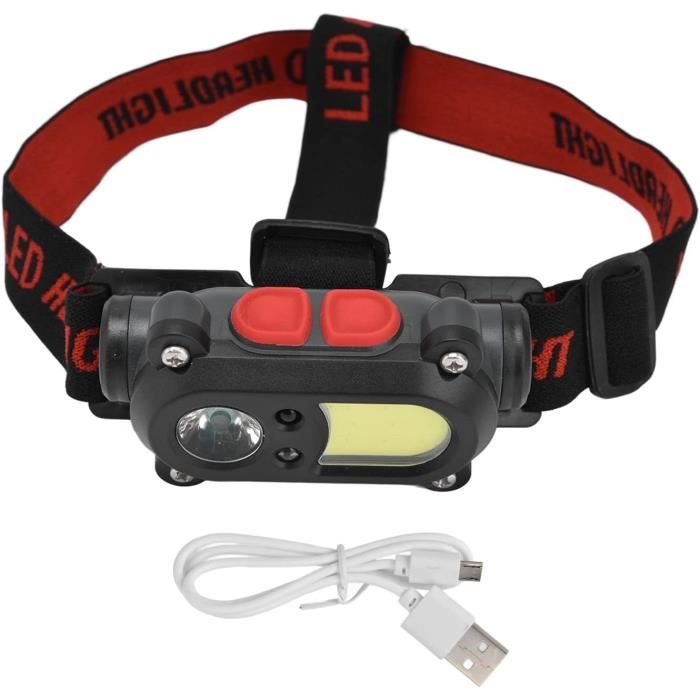 Lampe Frontale LED COB 500 Lumens - Rechargeable USB, étanche, Légère (97g)