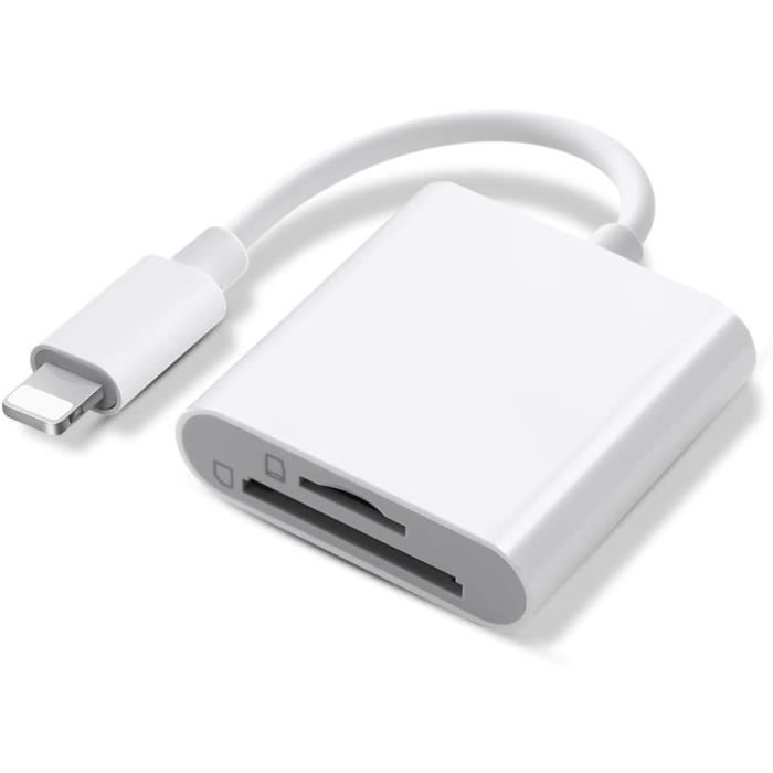 Adaptateur Lecteur De Cartes USB Pour IPhone/iPad - Transfère Photos Depuis MicroSD/SD Vers Apple
